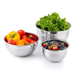 Stainless Steel Mixing Bowl Set of 3 with Lids, Silver BM46333S | Comes with different sizes: 1.5, 3, 5 Quarts, Stackable Design, Kitchen Essential for Baking, Cooking, and Prepping Stainless Steel Mixing Bowl Set of 3 with Lids, Silver BM46333S | Comes with different sizes: 1.5, 3, 5 Quarts, Stackable Design, Kitchen Essential for Baking, Cooking, and Prepping