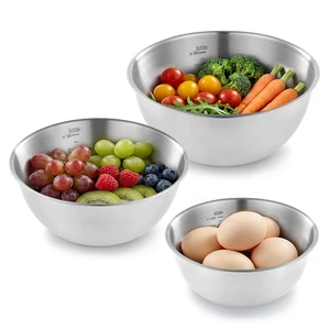 Stainless Steel Mixing Bowls Set of 3Nesting Metal Prep Bowls with Interior Measurement Marks for Baking, Cooking & Food Storage - Space Saving, Rust-Proof & Dishwasher Safe Stainless Steel Mixing Bowls Set of 3Nesting Metal Prep Bowls with Interior Measurement Marks for Baking, Cooking & Food Storage - Space Saving, Rust-Proof & Dishwasher Safe