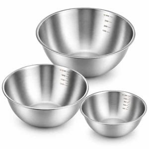 304 Stainless Steel Mixing Bowls Set of 3, 1.5/2.2/3.4 Qt Metal Mixing Bowl | Food Grade Metal Bowls with Measurement Marks for Baking, Cooking, Salad, Meal Prep, Stackable Nesting & Dishwasher Safe 304 Stainless Steel Mixing Bowls Set of 3, 1.5/2.2/3.4 Qt Metal Mixing Bowl | Food Grade Metal Bowls with Measurement Marks for Baking, Cooking, Salad, Meal Prep, Stackable Nesting & Dishwasher Safe