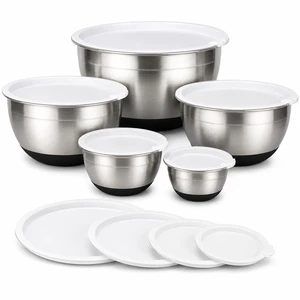 Premium Stainless Steel Mixing Bowls with Lids Non-Slip, Set of 5 Mixing Bowl Set with Silicone Base, Space Saving, Great for Cooking, Baking, Prepping (0.25qt, 1qt, 1.5qt, 3qt, 5qt) Premium Stainless Steel Mixing Bowls with Lids Non-Slip, Set of 5 Mixing Bowl Set with Silicone Base, Space Saving, Great for Cooking, Baking, Prepping (0.25qt, 1qt, 1.5qt, 3qt, 5qt)