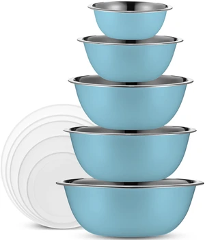 10-Piece Stainless Steel Mixing Bowl Set with Lids for Food Prep & Storage | WHYSKO Mixing Bowls with Lids Set - .75, 1, 1.5, 3 & 5 Quart Kitchen Bowls, Rustproof Metal Nesting Bowls, Dishwasher Safe 10-Piece Stainless Steel Mixing Bowl Set with Lids for Food Prep & Storage | WHYSKO Mixing Bowls with Lids Set - .75, 1, 1.5, 3 & 5 Quart Kitchen Bowls, Rustproof Metal Nesting Bowls, Dishwasher Safe