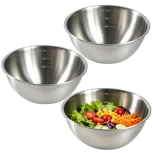 Stainless Steel Mixing Bowls Set of 3 with Measurement Marks - 6.6", | Stackable Metal Nesting Bowls For Kitchen Baking, Baking, Mixing Salads, Meal Prep, RV & Camping,0.7qt Stainless Steel Mixing Bowls Set of 3 with Measurement Marks - 6.6", | Stackable Metal Nesting Bowls For Kitchen Baking, Baking, Mixing Salads, Meal Prep, RV & Camping,0.7qt