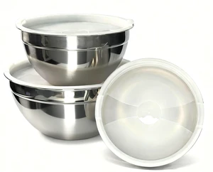 Stainless Steel Mixing Bowls With Lid, Metal Nesting Mixing Bowl Set Of 3 | Prep Bowls For Food Prep, Cooking, Baking, Serving, Storage, Dishwasher Safe, Metal Bowls with Lids for 1.5/3/5 Qt, Silver Stainless Steel Mixing Bowls With Lid, Metal Nesting Mixing Bowl Set Of 3 | Prep Bowls For Food Prep, Cooking, Baking, Serving, Storage, Dishwasher Safe, Metal Bowls with Lids for 1.5/3/5 Qt, Silver
