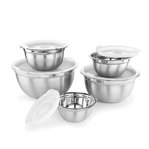 Premium Stainless Steel Mixing Bowls with Lids, Set of 5 Brushed Stainless Steel Mixing Bowl Set, Easy To Clean, Space Saving, Great for Cooking, Baking, Prepping (0.25qt, 1qt, 1.5qt, 3qt, 5qt) Premium Stainless Steel Mixing Bowls with Lids, Set of 5 Brushed Stainless Steel Mixing Bowl Set, Easy To Clean, Space Saving, Great for Cooking, Baking, Prepping (0.25qt, 1qt, 1.5qt, 3qt, 5qt)
