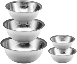 Mixing Bowls Set, Stainless Steel Mixing Bowl Set of 5, Space-Saving Nesting Metal Mixing Bowls for Home Kitchen, RV Kitchen, Baking, Prep, Cooking, Serving, Marinating Mixing Bowls Set, Stainless Steel Mixing Bowl Set of 5, Space-Saving Nesting Metal Mixing Bowls for Home Kitchen, RV Kitchen, Baking, Prep, Cooking, Serving, Marinating