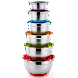 Stainless Steel Mixing Bowls With Lids, Set of 6, Multicolor | Salad Nesting Mixing Bowls & Fitting Lids & Non-Slip Silicone Bottom, Ideal for Mixing, Storing, Size 0.7/1/1.5/2.5/3/4.6 Qt Stainless Steel Mixing Bowls With Lids, Set of 6, Multicolor | Salad Nesting Mixing Bowls & Fitting Lids & Non-Slip Silicone Bottom, Ideal for Mixing, Storing, Size 0.7/1/1.5/2.5/3/4.6 Qt