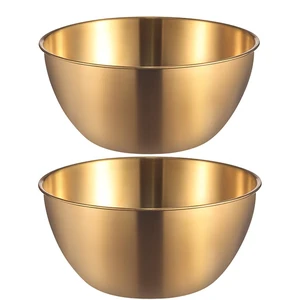 Stainless Steel Salad Bowls Set of 2 Mixing Bowl with Measurement Markings, 4.23 Quart Gold Serving Bowls for Mixing, Cooking, Baking, Prepping and Home Kitchen Stainless Steel Salad Bowls Set of 2 Mixing Bowl with Measurement Markings, 4.23 Quart Gold Serving Bowls for Mixing, Cooking, Baking, Prepping and Home Kitchen