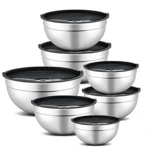 7 Piece Mixing Bowls with Lids Set - Mixing Bowls Stainless Steel Bowls for Kitchen Baking, Size 0.7, 1.1, 1.5, 2.1, 3.5, 4, 4.5QT, Baking Bowl for Food Preparation, Mixing and Serving Foods 7 Piece Mixing Bowls with Lids Set - Mixing Bowls Stainless Steel Bowls for Kitchen Baking, Size 0.7, 1.1, 1.5, 2.1, 3.5, 4, 4.5QT, Baking Bowl for Food Preparation, Mixing and Serving Foods