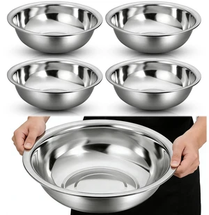 4 Pcs Stainless Steel Mixing Bowls, 13 Inch Diameter Extra Large Salad Basin Durable Metal Bowls for Kitchen Dishwasher Safe Mirror Finish 4 Pcs Stainless Steel Mixing Bowls, 13 Inch Diameter Extra Large Salad Basin Durable Metal Bowls for Kitchen Dishwasher Safe Mirror Finish