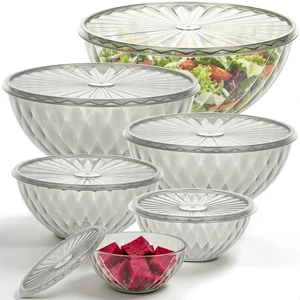 Plastic Mixing Bowls with Lids, 6 Piece Nesting Bowls Set for Kitchen | One-Press Lids, Meal Prep, Salad Mixing, Serving, Storing, Dishwasher & Microwave Safe, 5.3/3.2/1.9/1.2/ 0.6/0.3 QT Plastic Mixing Bowls with Lids, 6 Piece Nesting Bowls Set for Kitchen | One-Press Lids, Meal Prep, Salad Mixing, Serving, Storing, Dishwasher & Microwave Safe, 5.3/3.2/1.9/1.2/ 0.6/0.3 QT