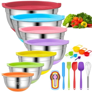 Mixing Bowls with Airtight Lids, 18pcs Stainless Steel Mixing Bowls Set | Nesting Non-slip Silicone Bowls Bottom, Size 4.5, 3.6, 2.7, 2.1, 1.7, 1.1, 0.7 qt, Fit for Mixing & Serving(Colorful ) Mixing Bowls with Airtight Lids, 18pcs Stainless Steel Mixing Bowls Set | Nesting Non-slip Silicone Bowls Bottom, Size 4.5, 3.6, 2.7, 2.1, 1.7, 1.1, 0.7 qt, Fit for Mixing & Serving(Colorful )