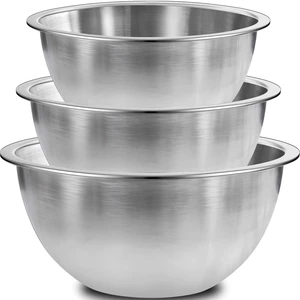 Stainless Steel Mixing Bowls, Large Bowl Set of 3 | Big Metal Bowl 5QT + 3QT + 1.6QT for Kitchen, Salad, Prep, Serving, Food Storage & Cooking Stainless Steel Mixing Bowls, Large Bowl Set of 3 | Big Metal Bowl 5QT + 3QT + 1.6QT for Kitchen, Salad, Prep, Serving, Food Storage & Cooking
