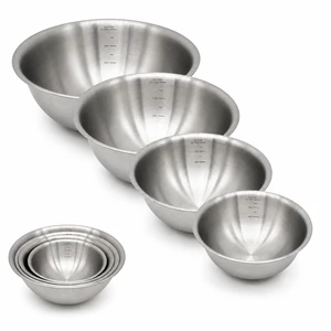 4-Piece 304 Stainless Steel Mixing Bowls with Measurements 4-Piece 304 Stainless Steel Mixing Bowls with Measurements