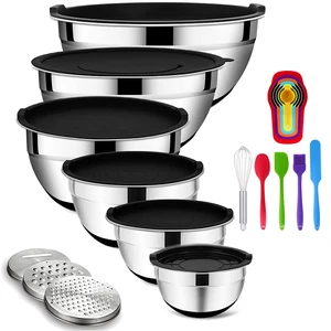 Rottay 20PCS Stainless Steel Mixing Bowls with Airtight Lids Set | Includes 3 Grater Attachments and Non-Slip Bottoms with Size 7, 4, 3, 2, 1.5, 1QT Nesting Bowls for Baking, Meal Prep Rottay 20PCS Stainless Steel Mixing Bowls with Airtight Lids Set | Includes 3 Grater Attachments and Non-Slip Bottoms with Size 7, 4, 3, 2, 1.5, 1QT Nesting Bowls for Baking, Meal Prep