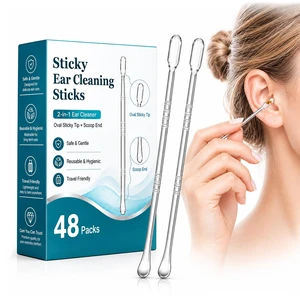 2-in-1 Sticky Ear Wax Remover, Dual-Ended Ear Cleaning Stick with Adhesive Tip & Ear Scoop, Gentle Reusable Ear Cleaner for Adults & Kids, Portable Travel Ear Care Kit (48 Count) 2-in-1 Sticky Ear Wax Remover, Dual-Ended Ear Cleaning Stick with Adhesive Tip & Ear Scoop, Gentle Reusable Ear Cleaner for Adults & Kids, Portable Travel Ear Care Kit (48 Count)