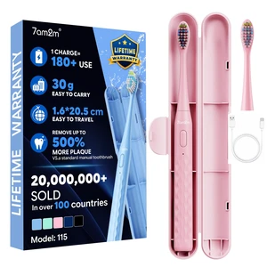 Sonic Travel Electric Toothbrush for Adults&Kids, Travel Case&2 Brush Heads, 1 Charge for 90 Days, Type-C Rechargeable Sonic Toothbrush, Compact Design for Daily/Travel Use-Pink Sonic Travel Electric Toothbrush for Adults&Kids, Travel Case&2 Brush Heads, 1 Charge for 90 Days, Type-C Rechargeable Sonic Toothbrush, Compact Design for Daily/Travel Use-Pink