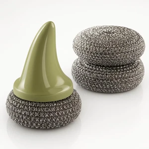 Steel Wool Scrubber with Handle, 3 Refill Pads Heavy Duty Cleaner for Dishes, Cast Iron, Pots, Pans & GrillsGreen Steel Wool Scrubber with Handle, 3 Refill Pads Heavy Duty Cleaner for Dishes, Cast Iron, Pots, Pans & GrillsGreen
