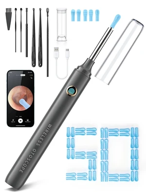 Ear Wax Removal Tool Camera, 1080P HD Otoscope Ear Cleaner, Gray | FSA/HSA Eligible, 50 Replacement Tips, Waterproof Lens & Cover to Prevent Blur, WiFi for iOS & Android Ear Wax Removal Tool Camera, 1080P HD Otoscope Ear Cleaner, Gray | FSA/HSA Eligible, 50 Replacement Tips, Waterproof Lens & Cover to Prevent Blur, WiFi for iOS & Android