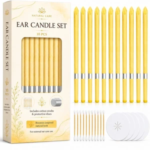 10 Pcs Ear Candles Wax Cleaning Set,Ear Cleaner Curette with Cotton Swab,Suit for Adult - Convenient to Use 10 Pcs Ear Candles Wax Cleaning Set,Ear Cleaner Curette with Cotton Swab,Suit for Adult - Convenient to Use