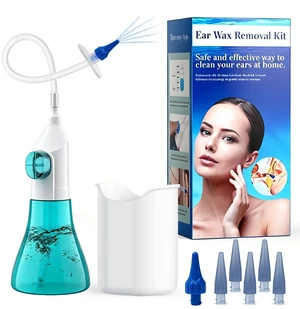 Earwax Removal Kit, Manual Ear Cleaning Kit with 5 Tips and Basin | Manual ear irrigation kit, 5 spray tips, 4 three-hole tips, 1 five-hole tip, water basin, battery-free design Earwax Removal Kit, Manual Ear Cleaning Kit with 5 Tips and Basin | Manual ear irrigation kit, 5 spray tips, 4 three-hole tips, 1 five-hole tip, water basin, battery-free design