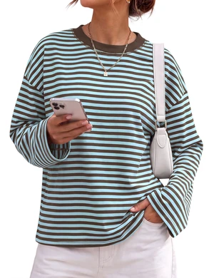 Striped Long Sleeve Shirt Women Oversized Cotton Fall Y2K Tops CoffeeBlue S | Spring Crewneck Drop Shoulder T shirts Vintage Clothes Baggy Cicy Outfits Teen Casual Fashion Tee Striped Long Sleeve Shirt Women Oversized Cotton Fall Y2K Tops CoffeeBlue S | Spring Crewneck Drop Shoulder T shirts Vintage Clothes Baggy Cicy Outfits Teen Casual Fashion Tee