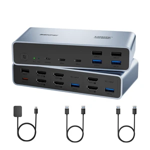 BENFEI HDMI KVM Switch 2 Monitors 2 Computers 4K@60Hz, with 2XUSB-C & 2XUSB 3.0 & 3XUSB 2.0 for Keyboard Mouse Printer Webcam, with Desktop Controller BENFEI HDMI KVM Switch 2 Monitors 2 Computers 4K@60Hz, with 2XUSB-C & 2XUSB 3.0 & 3XUSB 2.0 for Keyboard Mouse Printer Webcam, with Desktop Controller