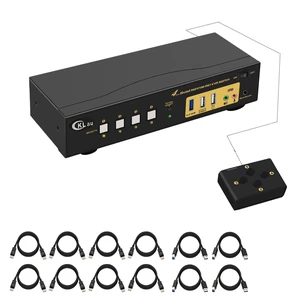 Quad Monitor Displayport KVM Switch MST, 2 DP in 4 DP Out, 4K60Hz 2K@144Hz 2 Computers 4 Monitors Switcher with Cables, Audio, Microphone and USB 3.0 Hub Supports Hot Key Switching Quad Monitor Displayport KVM Switch MST, 2 DP in 4 DP Out, 4K60Hz 2K@144Hz 2 Computers 4 Monitors Switcher with Cables, Audio, Microphone and USB 3.0 Hub Supports Hot Key Switching