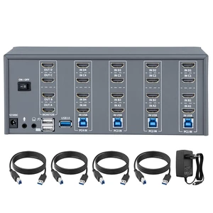 KVM Switch 4 Monitors 4 Computers,HDMI 4k@60Hz KVM Switch with 4 USB 3.0 Port and 3.5mm Audio,4 Computers Share One Set of Leyboard, Mouse and Monitors,Supports Windows/Mac/Linux, Plug-and-Play KVM Switch 4 Monitors 4 Computers,HDMI 4k@60Hz KVM Switch with 4 USB 3.0 Port and 3.5mm Audio,4 Computers Share One Set of Leyboard, Mouse and Monitors,Supports Windows/Mac/Linux, Plug-and-Play