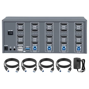 KVM Switch 4 Monitors 4 Computers, 8k Displayport Switch with USB 3.0, Jack, 4 Computers Share a Set of Keyboard, Mouse, Support Windows/Mac/Linux (Quad Monitor) KVM Switch 4 Monitors 4 Computers, 8k Displayport Switch with USB 3.0, Jack, 4 Computers Share a Set of Keyboard, Mouse, Support Windows/Mac/Linux (Quad Monitor)