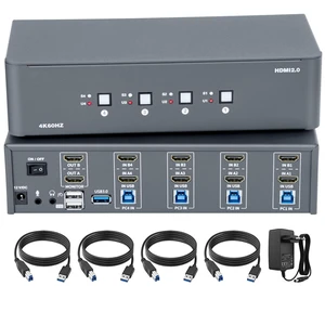 KVM Switch 2 Monitors 4 Computers,HDMI 4k@60Hz KVM Switch with 4 USB 3.0 Port and 3.5mm Audio,4 Computers Share One Set of Leyboard, Mouse and Monitors,Supports Windows/Mac/Linux, Plug-and-Play KVM Switch 2 Monitors 4 Computers,HDMI 4k@60Hz KVM Switch with 4 USB 3.0 Port and 3.5mm Audio,4 Computers Share One Set of Leyboard, Mouse and Monitors,Supports Windows/Mac/Linux, Plug-and-Play
