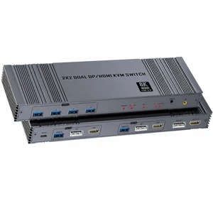 8K@60Hz Dual Monitor KVM Switch 2 Computers 2 Monitors, HDMI 2.1 & DisplayPort 1.4, 4K@120Hz, 4 USB 3.0 Ports, Extended/Copy Mode, IR Remote, Plug & Play 8K@60Hz Dual Monitor KVM Switch 2 Computers 2 Monitors, HDMI 2.1 & DisplayPort 1.4, 4K@120Hz, 4 USB 3.0 Ports, Extended/Copy Mode, IR Remote, Plug & Play