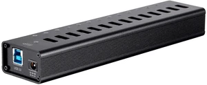 Monoprice Powered USB 3.0 Hub - 13-Port, Heavy Duty Aluminum, 5Gbps, Plug-n-Play with AC Adapter, 2.4 Amps Charging Ports, Black Monoprice Powered USB 3.0 Hub - 13-Port, Heavy Duty Aluminum, 5Gbps, Plug-n-Play with AC Adapter, 2.4 Amps Charging Ports, Black