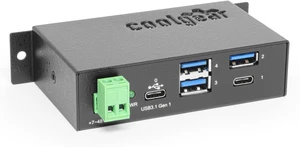 Coolgear 4-Port USB A and USB C 3.1 Gen 1 Hub, SuperSpeed 5 Gb/s, Industrial Metal Enclosure, ESD Protection, Wall and Din Mountable Coolgear 4-Port USB A and USB C 3.1 Gen 1 Hub, SuperSpeed 5 Gb/s, Industrial Metal Enclosure, ESD Protection, Wall and Din Mountable