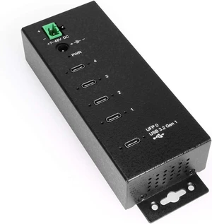 Coolgear Industrial 4-Port USB-C 3.2 Gen 1 Hub, 15kV ESD Protection, 5 Gbps Speeds, Rugged Metal Housing, DIN Rail and Wall Mountable Coolgear Industrial 4-Port USB-C 3.2 Gen 1 Hub, 15kV ESD Protection, 5 Gbps Speeds, Rugged Metal Housing, DIN Rail and Wall Mountable