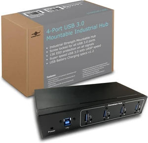 4-Port USB 3.0 Mountable Industrial Hub with Screw Locked USB 3.0 Cable 4-Port USB 3.0 Mountable Industrial Hub with Screw Locked USB 3.0 Cable