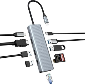 BIGBIG WON USB C Hub, USB 3.0 Ultra Slim USB C Splitter Compatible with Desktop Computer, MacBook Pro/Air, 10 in 1 USB Extension for MacBook Pro/Air, HP, Lenovo, Dell BIGBIG WON USB C Hub, USB 3.0 Ultra Slim USB C Splitter Compatible with Desktop Computer, MacBook Pro/Air, 10 in 1 USB Extension for MacBook Pro/Air, HP, Lenovo, Dell