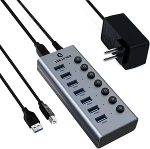 USB 3.0 Hub with Power Supply USB Hub, 7 Port USB Active Extension USB Hub with Individual On/Off Switches and 1 m Cable for Surface, Laptop, PC, HHD, SSD USB 3.0 Hub with Power Supply USB Hub, 7 Port USB Active Extension USB Hub with Individual On/Off Switches and 1 m Cable for Surface, Laptop, PC, HHD, SSD