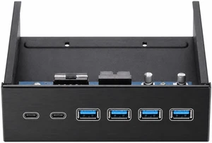 5.25" Front Bay USB Hub 2-Port USB 3.1 Type-C & 4-Port USB 3.0 Type-A, 5Gbps High Speed, Internal 20-Pin Header, Aluminum Alloy Front Panel Adapter for Desktop PC Optical Drive Bay 5.25" Front Bay USB Hub 2-Port USB 3.1 Type-C & 4-Port USB 3.0 Type-A, 5Gbps High Speed, Internal 20-Pin Header, Aluminum Alloy Front Panel Adapter for Desktop PC Optical Drive Bay