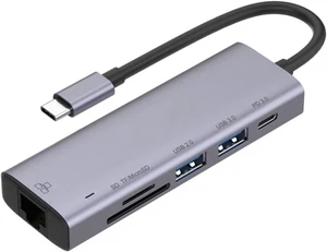 USB-C Hub Compatible with Motorola Moto G/G Play (2026) - 6-in-1 Adapter RJ45 Ethernet Port Type-C PD Charger Card Reader Network USB-C Hub Compatible with Motorola Moto G/G Play (2026) - 6-in-1 Adapter RJ45 Ethernet Port Type-C PD Charger Card Reader Network