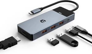 BIGBIG WON Multiport Adapter USB C, 5-in-1 USB C Splitter with HDMI 4K @ 60Hz, 3 x 10Gbps USB 3.2 Gen 2, 100W PD, USB C Hub for Surface and More Type C Devices BIGBIG WON Multiport Adapter USB C, 5-in-1 USB C Splitter with HDMI 4K @ 60Hz, 3 x 10Gbps USB 3.2 Gen 2, 100W PD, USB C Hub for Surface and More Type C Devices