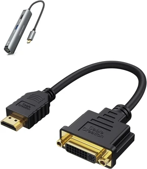 HDMI to DVI Short Cable 0.5ft Bundle with USB C Hub Multiport Adapter HDMI to DVI Short Cable 0.5ft Bundle with USB C Hub Multiport Adapter