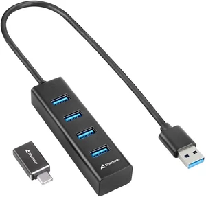 Sharkoon 4-Port USB 3.2 GEN 1 Aluminium Hub - Black Sharkoon 4-Port USB 3.2 GEN 1 Aluminium Hub - Black