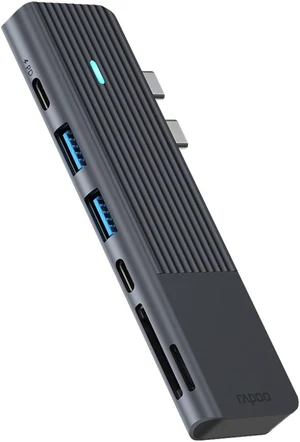 Rapoo UCM-2003 USB-C Multiport Adapter for MacBook, Compatible with USB-C Multifunctional Port, 100W Power Delievery, 4K HDMI, USB-C, 2 USB-A 3.0 Data Ports, SD/microSD Memory Card Reader Rapoo UCM-2003 USB-C Multiport Adapter for MacBook, Compatible with USB-C Multifunctional Port, 100W Power Delievery, 4K HDMI, USB-C, 2 USB-A 3.0 Data Ports, SD/microSD Memory Card Reader