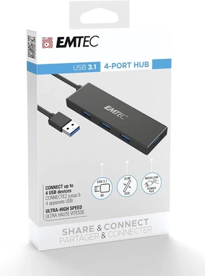 EMTEC Hub Ultra Slim USB3.1 4-Port T620A Type-A - Micro SD ECHUBT620A EMTEC Hub Ultra Slim USB3.1 4-Port T620A Type-A - Micro SD ECHUBT620A