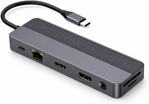 Encased 10-in-1 USB-C Docking Station Dual 4K 60Hz, 100W PD, 10Gbps USB Ports, Ethernet, Card Reader (Space Gray) Encased 10-in-1 USB-C Docking Station Dual 4K 60Hz, 100W PD, 10Gbps USB Ports, Ethernet, Card Reader (Space Gray)