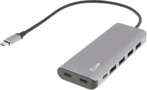 USB-C hub, USB-A (4) and USB-C (3) 7-port hub, charging function (BC1.2), external power supply (36W), space grey USB-C hub, USB-A (4) and USB-C (3) 7-port hub, charging function (BC1.2), external power supply (36W), space grey