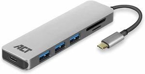 ACT AC7050 USB C Hub 6 in 1, 3-Port USB 3.0, USB Type C 55W PD Power Supply, SD/TF Card Reader, with Premium Aluminum Casing ACT AC7050 USB C Hub 6 in 1, 3-Port USB 3.0, USB Type C 55W PD Power Supply, SD/TF Card Reader, with Premium Aluminum Casing