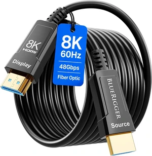 BlueRigger 10K 8K Fiber Optic HDMI 2.1 Cable 50FT in-Wall CL3 Rated 48Gbps BlueRigger 10K 8K Fiber Optic HDMI 2.1 Cable 50FT in-Wall CL3 Rated 48Gbps