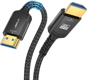 JSAUX Fiber Optic HDMI Cable 33FT Long Cord, 8K 48Gbps Ultra High Speed Slim HDMI Braided Nylon 8K@60Hz 4K@120Hz Compatible with Laptop Monitor UHD TV PS5 PS4 JSAUX Fiber Optic HDMI Cable 33FT Long Cord, 8K 48Gbps Ultra High Speed Slim HDMI Braided Nylon 8K@60Hz 4K@120Hz Compatible with Laptop Monitor UHD TV PS5 PS4