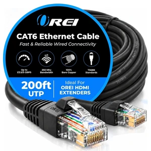 OREI 200ft Cat6 FTP Ethernet Cable, RJ45, 5Gbps Shielded Network Cable OREI 200ft Cat6 FTP Ethernet Cable, RJ45, 5Gbps Shielded Network Cable
